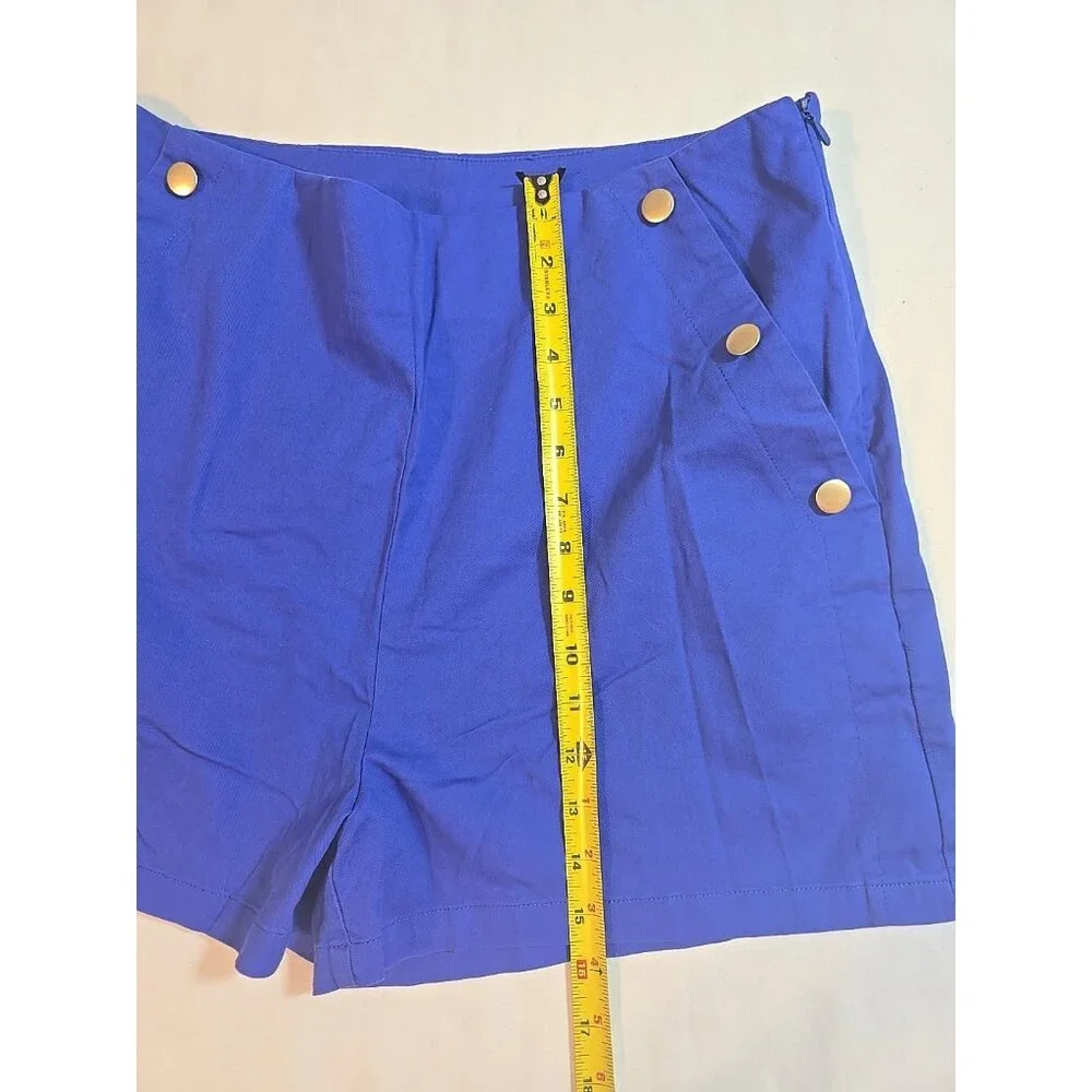 Happily Grey Sailor‎ Shorts Royal Blue Gold buttons High waisted size XL - Picture 12 of 15